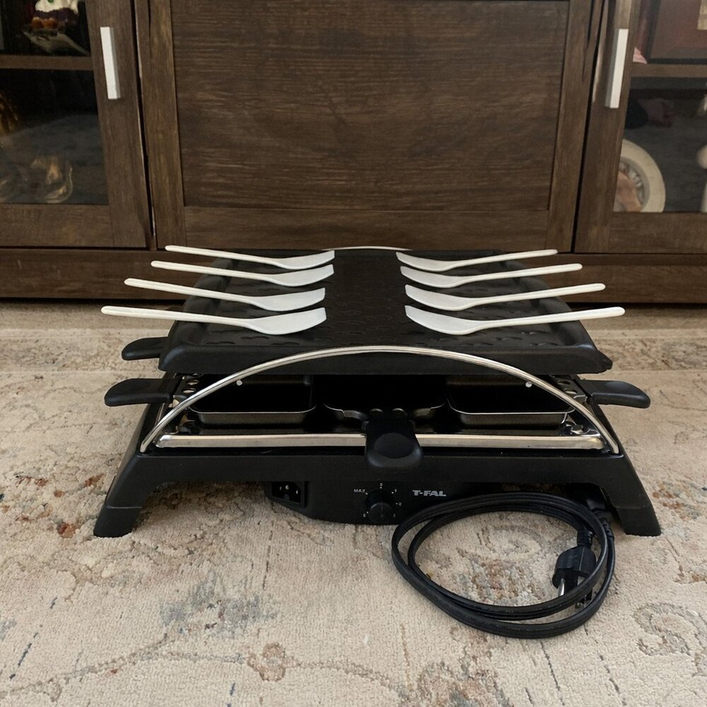 T-Fal Raclette Grill Non-Stick 8 Trays Adjustable Thermostat TFal Tefal